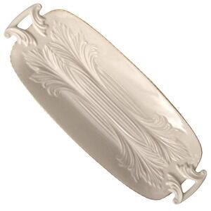 Lenox Celery/Relish Tray Hand Decorated 24K Gold Trim White Oval Dish‎ w/Handles